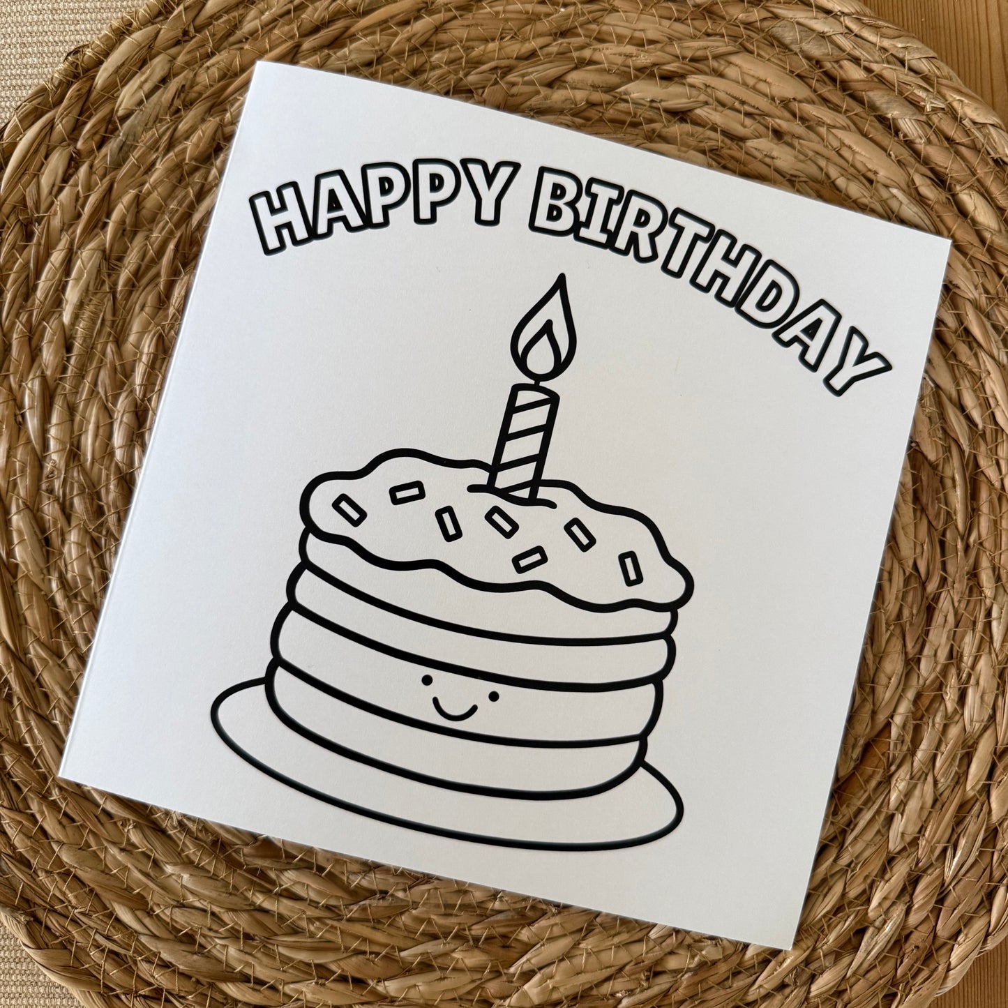 Sprinkle Cake - Colour In Happy Birthday Card