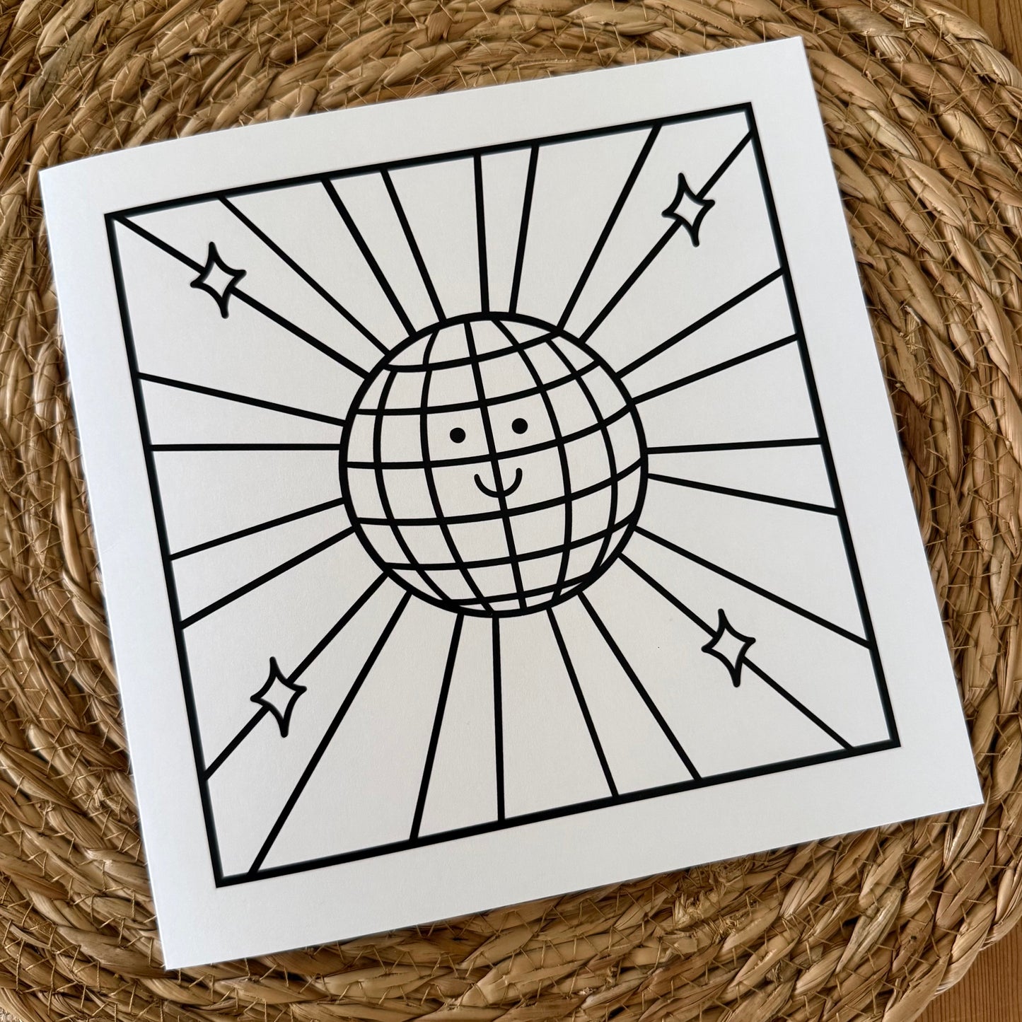 Disco Ball - Colour In Happy Birthday Card